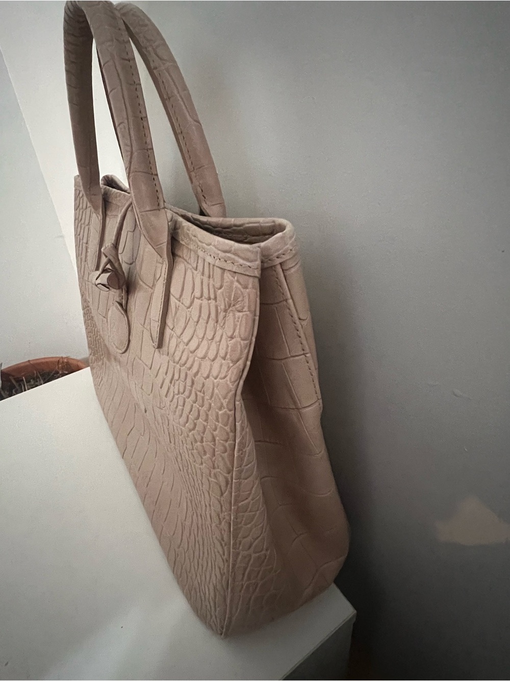 Longchamp Croc-Embossed Leather Satchel in Light Blush - Picture 6 of 16